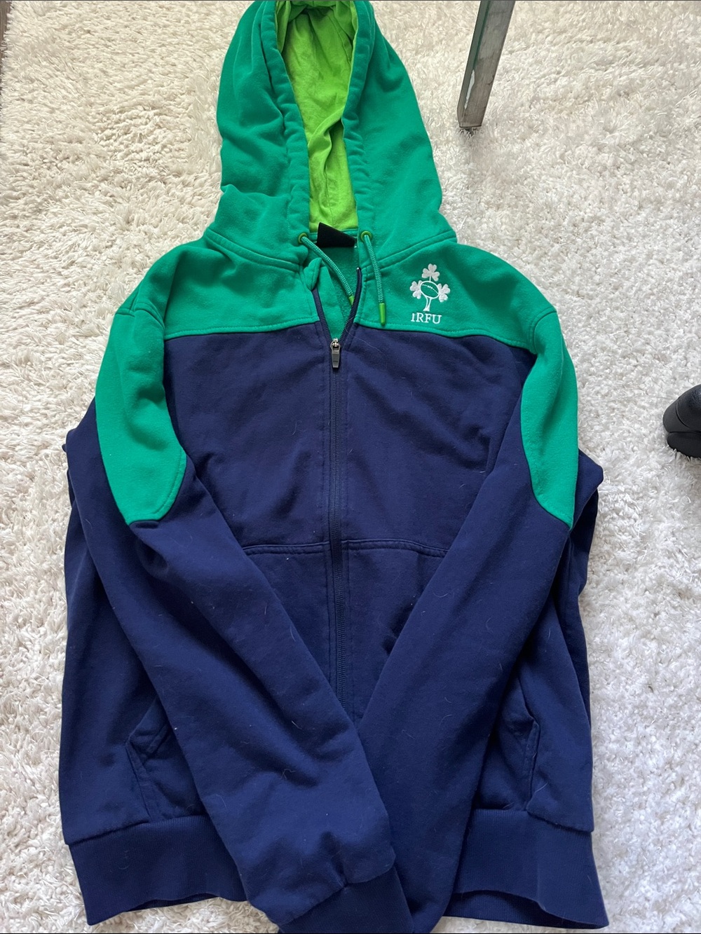 Navy and Green Full-Zip Hoodie